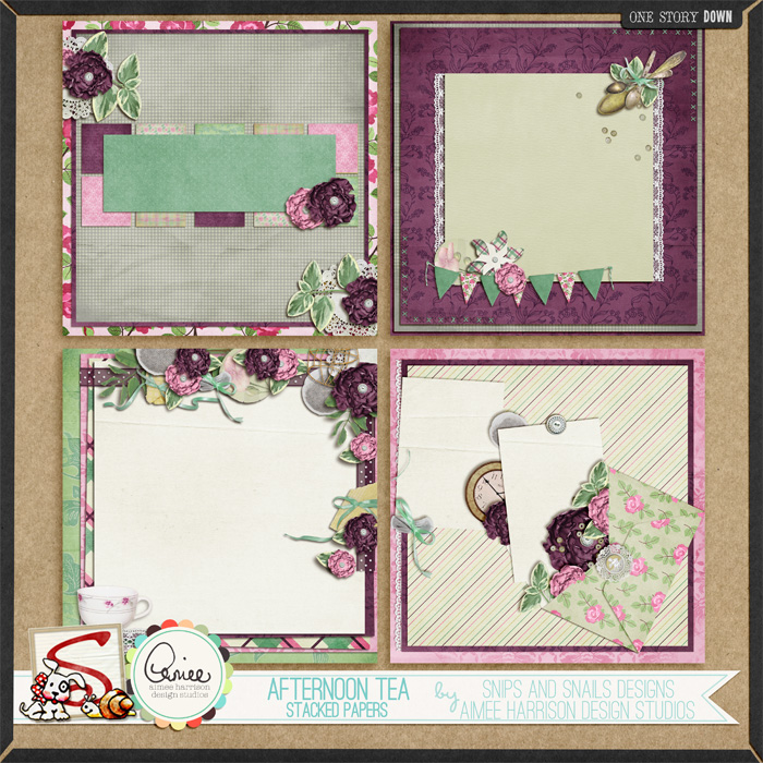 Afternoon Tea Stacked Papers by Aimee Harrison and Snips and Snails Designs